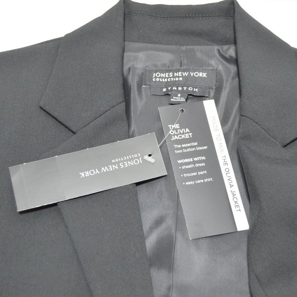 Jones New York Collection Black Olivia Jacket Womens 8 Mix and Match 2 Button - Picture 8 of 8